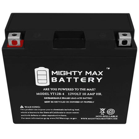Mighty Max Battery YT12B-4 12V 10Ah SLA Battery Replaces High Performance AGM Motorcycle YT12B-472